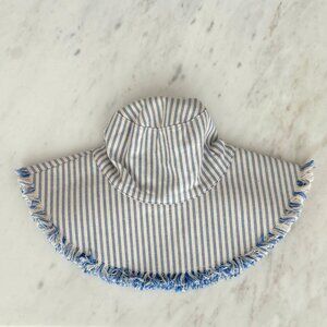 NWT! Hat Attack Packable Sun Hat, Blue & White Stripes